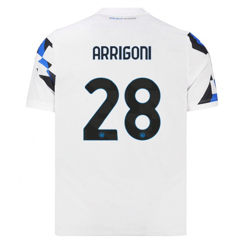 Danxen Børn Mattia Arrigoni #28 Hvid Rød Blå Udebane Spillertrøjer 2026/27 Trøje T-Shirt