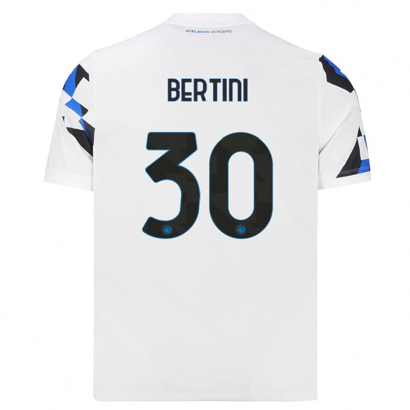 Danxen Børn Tommaso Bertini #30 Hvid Rød Blå Udebane Spillertrøjer 2026/27 Trøje T-Shirt