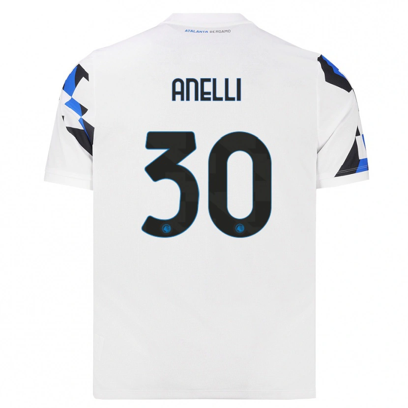 Danxen Børn Alessandro Anelli #30 Hvid Rød Blå Udebane Spillertrøjer 2026/27 Trøje T-Shirt