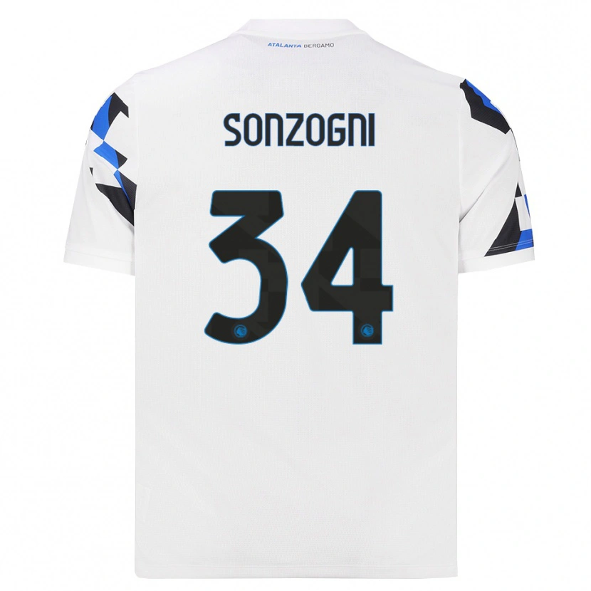 Danxen Børn Mattia Sonzogni #34 Hvid Rød Blå Udebane Spillertrøjer 2026/27 Trøje T-Shirt