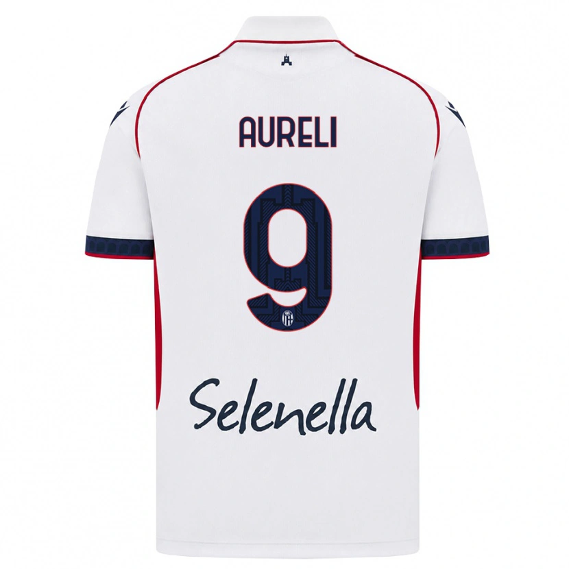 Danxen Børn Valerio Aureli #9 Hvid Rød Kongelig Blå Udebane Spillertrøjer 2026/27 Trøje T-Shirt