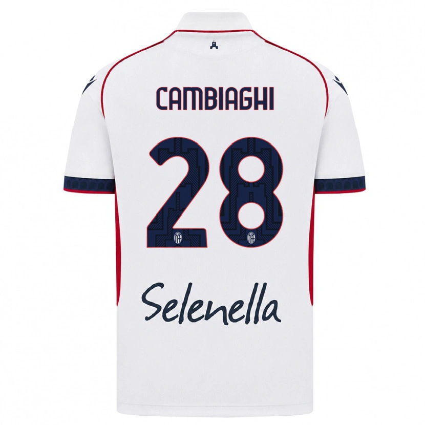Danxen Børn Nicolò Cambiaghi #28 Hvid Rød Kongelig Blå Udebane Spillertrøjer 2026/27 Trøje T-Shirt