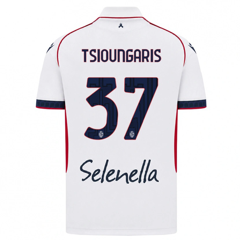 Danxen Børn Theodoros Tsioungaris #37 Hvid Rød Kongelig Blå Udebane Spillertrøjer 2026/27 Trøje T-Shirt