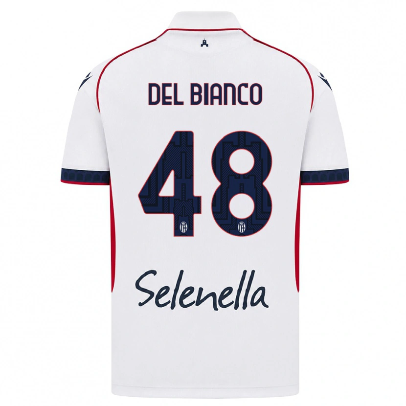Danxen Børn Riccardo Del Bianco #48 Hvid Rød Kongelig Blå Udebane Spillertrøjer 2026/27 Trøje T-Shirt