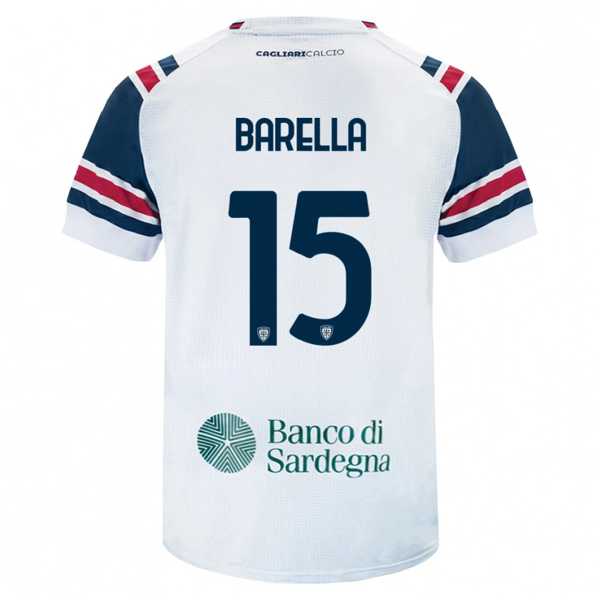 Danxen Børn Elia Barella #15 Hvid Rød Grøn Udebane Spillertrøjer 2026/27 Trøje T-Shirt