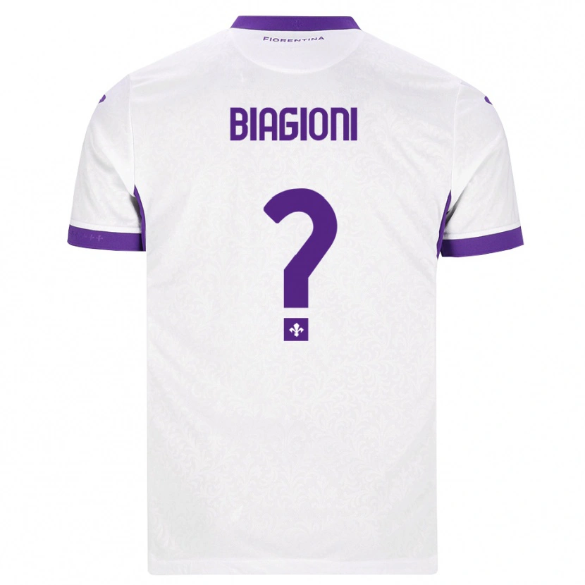 Danxen Børn Lorenzo Biagioni #0 Hvid Lilla Udebane Spillertrøjer 2026/27 Trøje T-Shirt