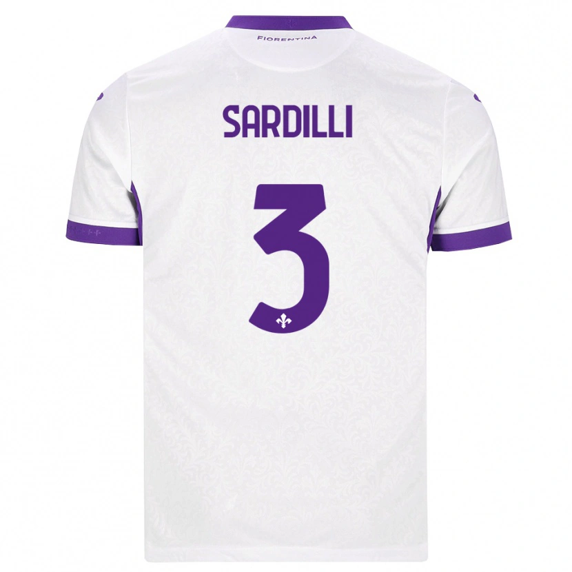 Danxen Børn Davide Sardilli #3 Hvid Lilla Udebane Spillertrøjer 2026/27 Trøje T-Shirt