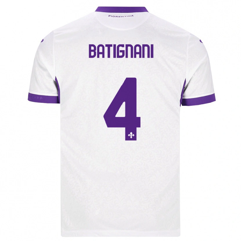 Danxen Børn Francesco Batignani #4 Hvid Lilla Udebane Spillertrøjer 2026/27 Trøje T-Shirt