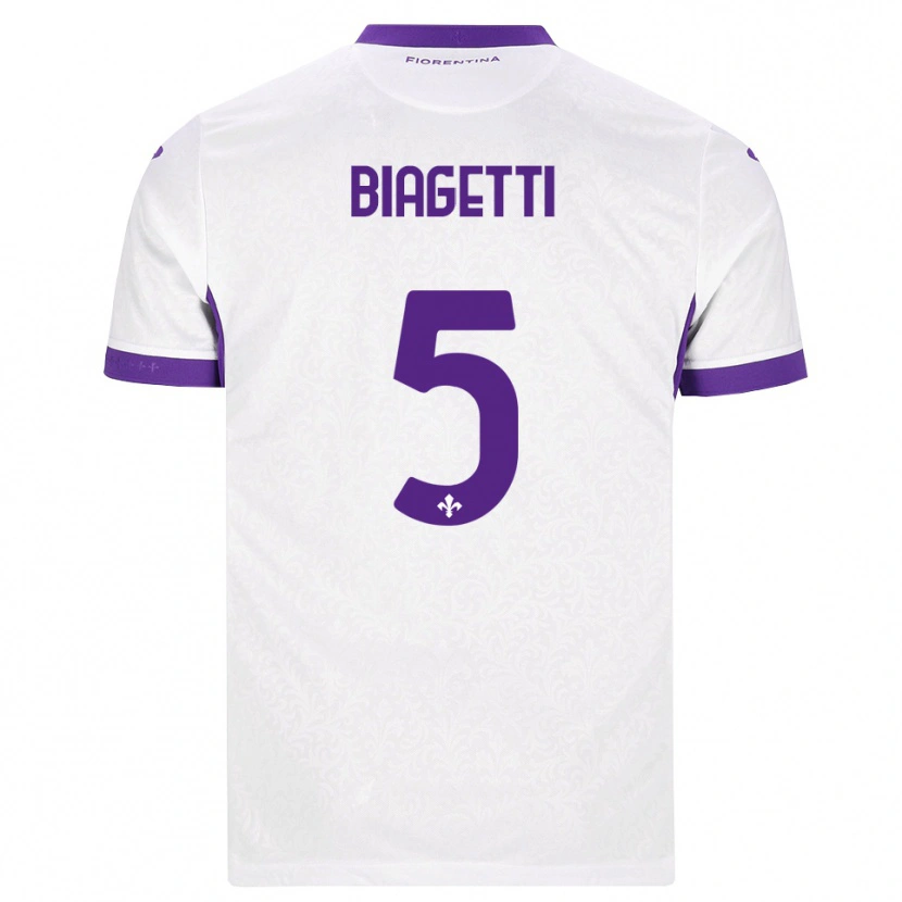 Danxen Børn Christian Biagetti #5 Hvid Lilla Udebane Spillertrøjer 2026/27 Trøje T-Shirt