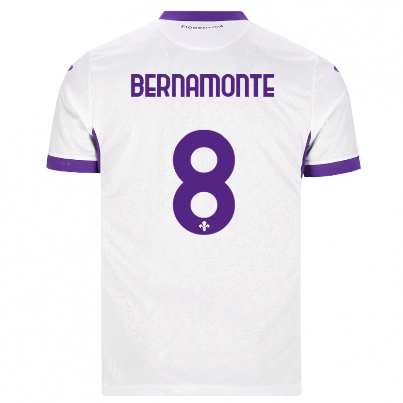 Danxen Børn Lorenzo Bernamonte #8 Hvid Lilla Udebane Spillertrøjer 2026/27 Trøje T-Shirt