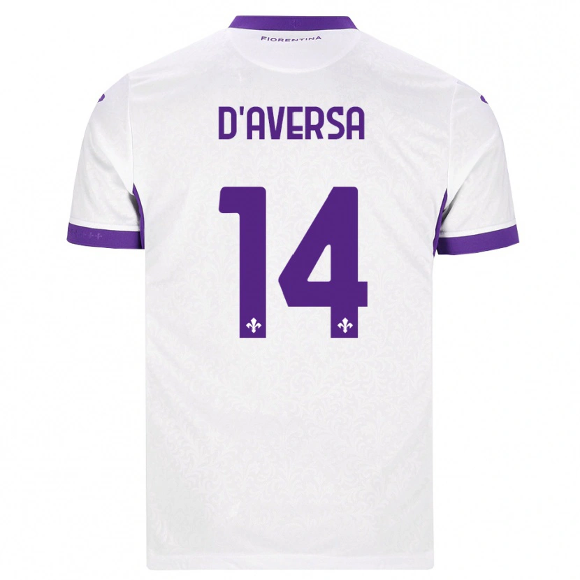 Danxen Børn Simone D'aversa #14 Hvid Lilla Udebane Spillertrøjer 2026/27 Trøje T-Shirt