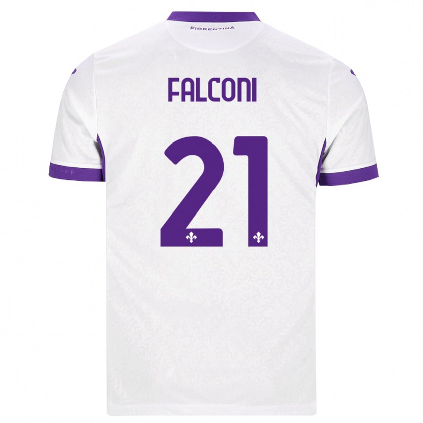 Danxen Børn Niccolo Falconi #21 Hvid Lilla Udebane Spillertrøjer 2026/27 Trøje T-Shirt