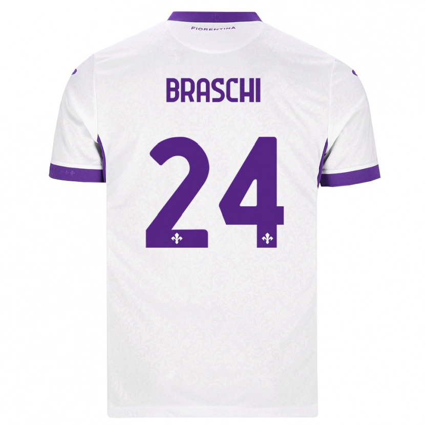 Danxen Børn Riccardo Braschi #24 Hvid Lilla Udebane Spillertrøjer 2026/27 Trøje T-Shirt