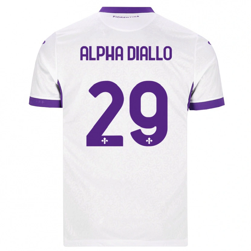 Danxen Børn Alpha Diallo #29 Hvid Lilla Udebane Spillertrøjer 2026/27 Trøje T-Shirt