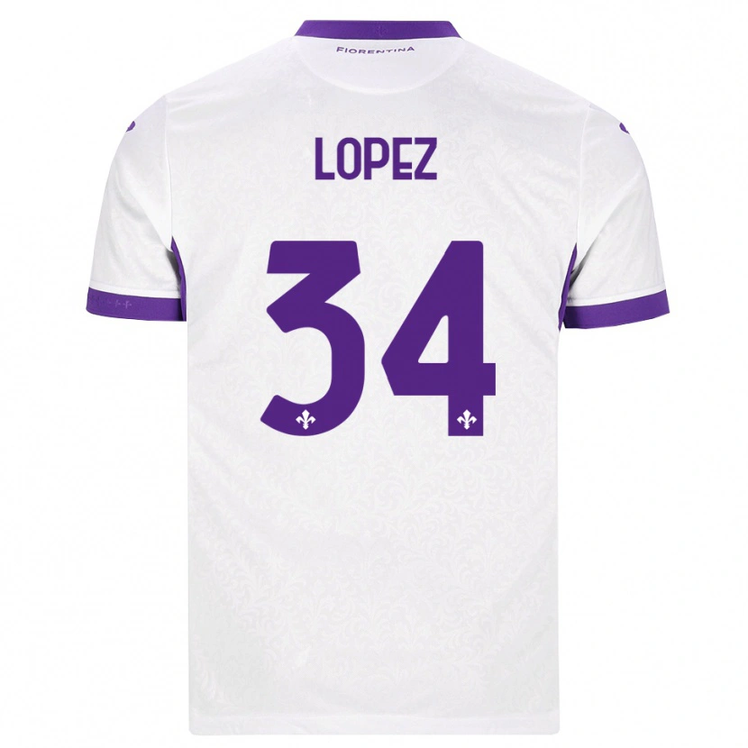 Danxen Børn Lucas López #34 Hvid Lilla Udebane Spillertrøjer 2026/27 Trøje T-Shirt