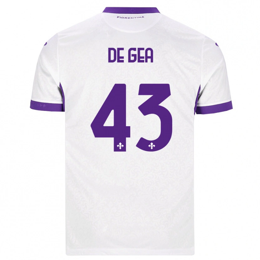 Danxen Børn David De Gea #43 Hvid Lilla Udebane Spillertrøjer 2026/27 Trøje T-Shirt