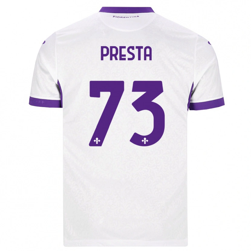 Danxen Børn Francesco Presta #73 Hvid Lilla Udebane Spillertrøjer 2026/27 Trøje T-Shirt