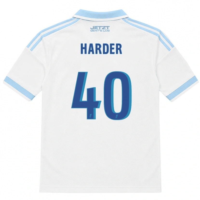 Danxen Børn Conrad Harder #40 Lys Himmelblå Hvid Rød Udebane Spillertrøjer 2026/27 Trøje T-Shirt
