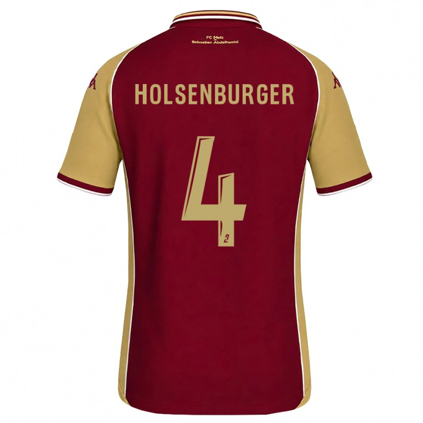 Danxen Mænd Ruben Holsenburger #4 Gyldenrod Mørkerød Hjemmebane Spillertrøjer 2026/27 Trøje T-Shirt