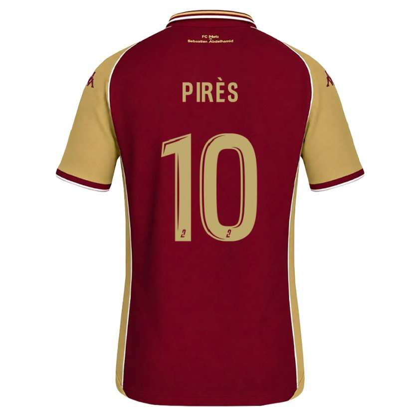 Danxen Mænd Théo Pirès #10 Gyldenrod Mørkerød Hjemmebane Spillertrøjer 2026/27 Trøje T-Shirt