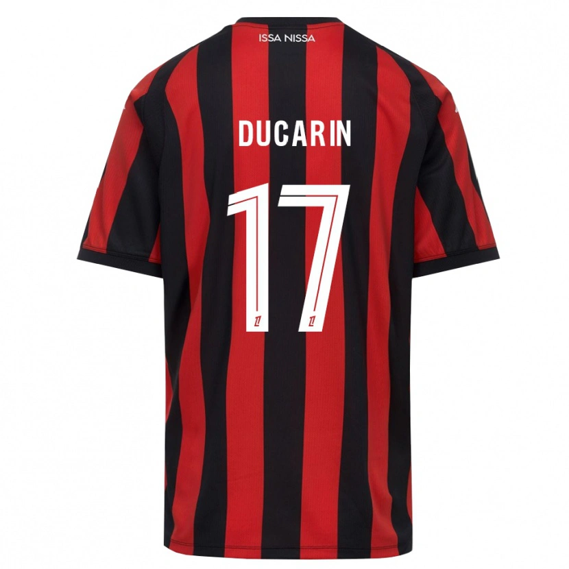 Danxen Mænd Léa Ducarin #17 Rød Sort Hvid Hjemmebane Spillertrøjer 2026/27 Trøje T-Shirt