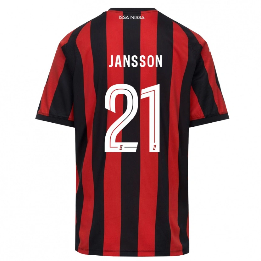 Danxen Mænd Isak Jansson #21 Rød Sort Hvid Hjemmebane Spillertrøjer 2026/27 Trøje T-Shirt