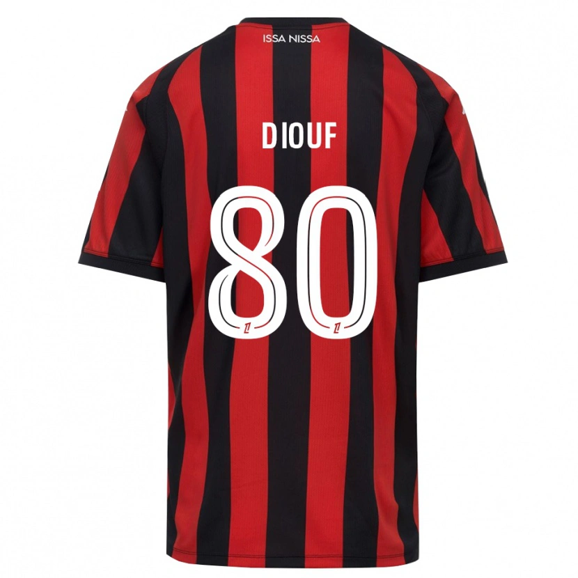 Danxen Mænd Yehvann Diouf #80 Rød Sort Hvid Hjemmebane Spillertrøjer 2026/27 Trøje T-Shirt