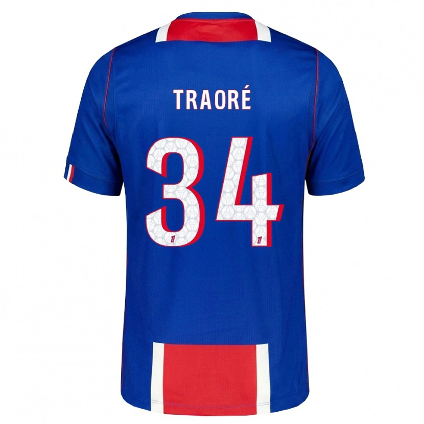 Danxen Mænd Naolia Traoré #34 Rød Hvid Blå Hjemmebane Spillertrøjer 2026/27 Trøje T-Shirt