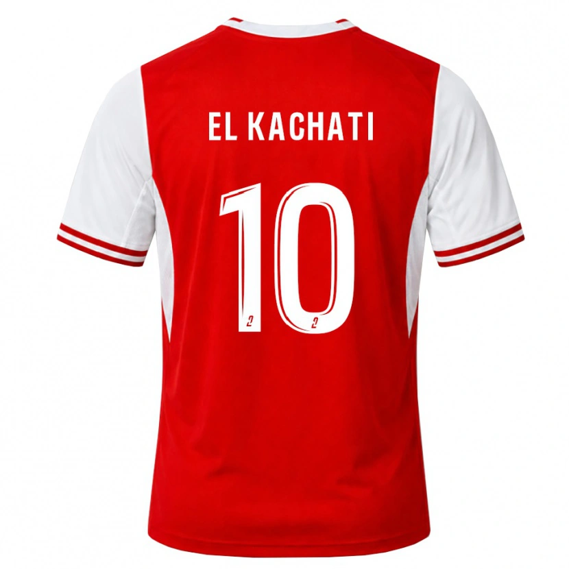 Danxen Mænd Youssef El Kachati #10 Rød Hvid Hjemmebane Spillertrøjer 2026/27 Trøje T-Shirt