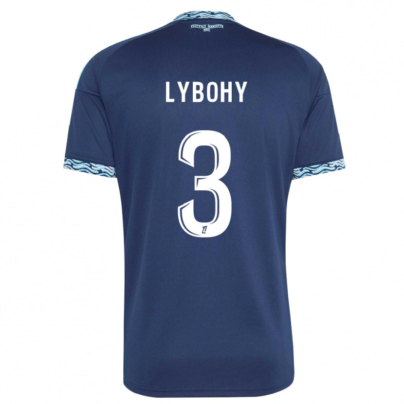 Danxen Mænd Kyliann Lybohy #3 Stålblå Hvid Hjemmebane Spillertrøjer 2026/27 Trøje T-Shirt