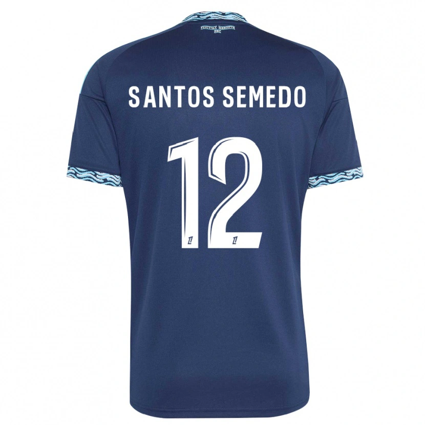 Danxen Mænd Ilyes Dos Santos Semedo #12 Stålblå Hvid Hjemmebane Spillertrøjer 2026/27 Trøje T-Shirt