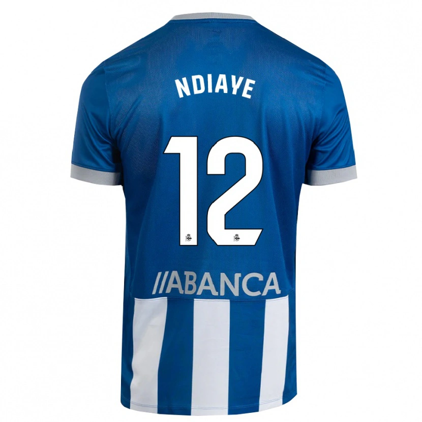 Danxen Mænd Malick Ndiaye #12 Blå Grå Hvid Hjemmebane Spillertrøjer 2026/27 Trøje T-Shirt