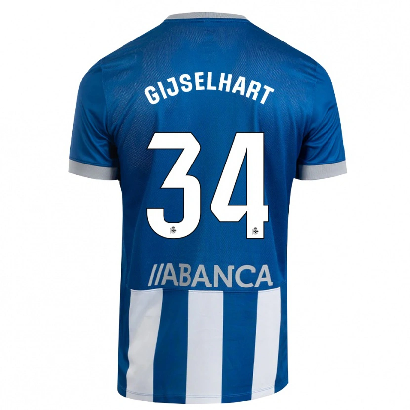 Danxen Mænd Teun Gijselhart #34 Blå Grå Hvid Hjemmebane Spillertrøjer 2026/27 Trøje T-Shirt