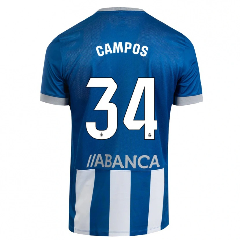 Danxen Mænd Xabi Campos #34 Blå Grå Hvid Hjemmebane Spillertrøjer 2026/27 Trøje T-Shirt