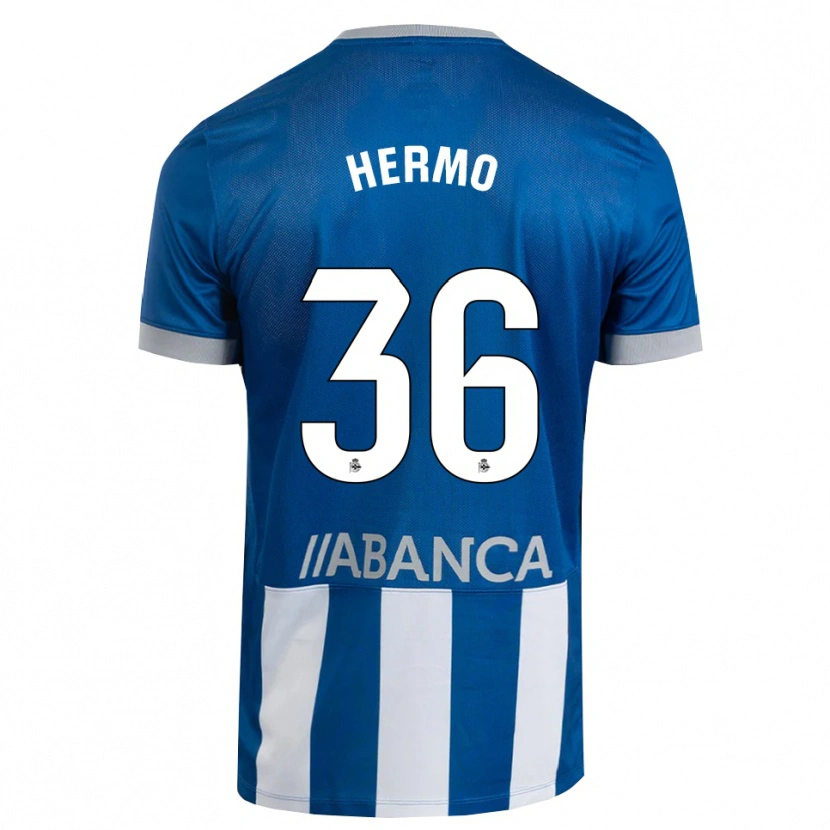 Danxen Mænd Mario Hermo #36 Blå Grå Hvid Hjemmebane Spillertrøjer 2026/27 Trøje T-Shirt