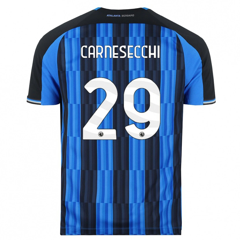 Danxen Mænd Marco Carnesecchi #29 Blå Sort Rød Hjemmebane Spillertrøjer 2026/27 Trøje T-Shirt