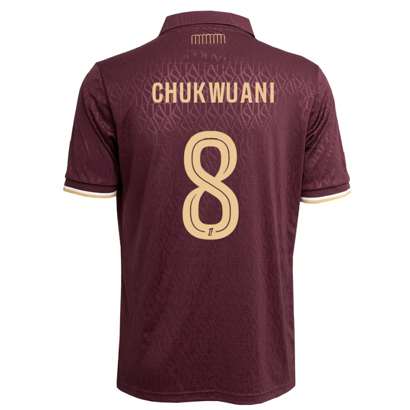 Danxen Mænd Ekene Chukwuani #8 Mørkerød Sandfarvet Udebane Spillertrøjer 2026/27 Trøje T-Shirt