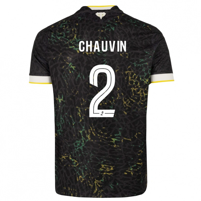 Danxen Mænd Yoann Chauvin #2 Sort Hvid Gul Udebane Spillertrøjer 2026/27 Trøje T-Shirt