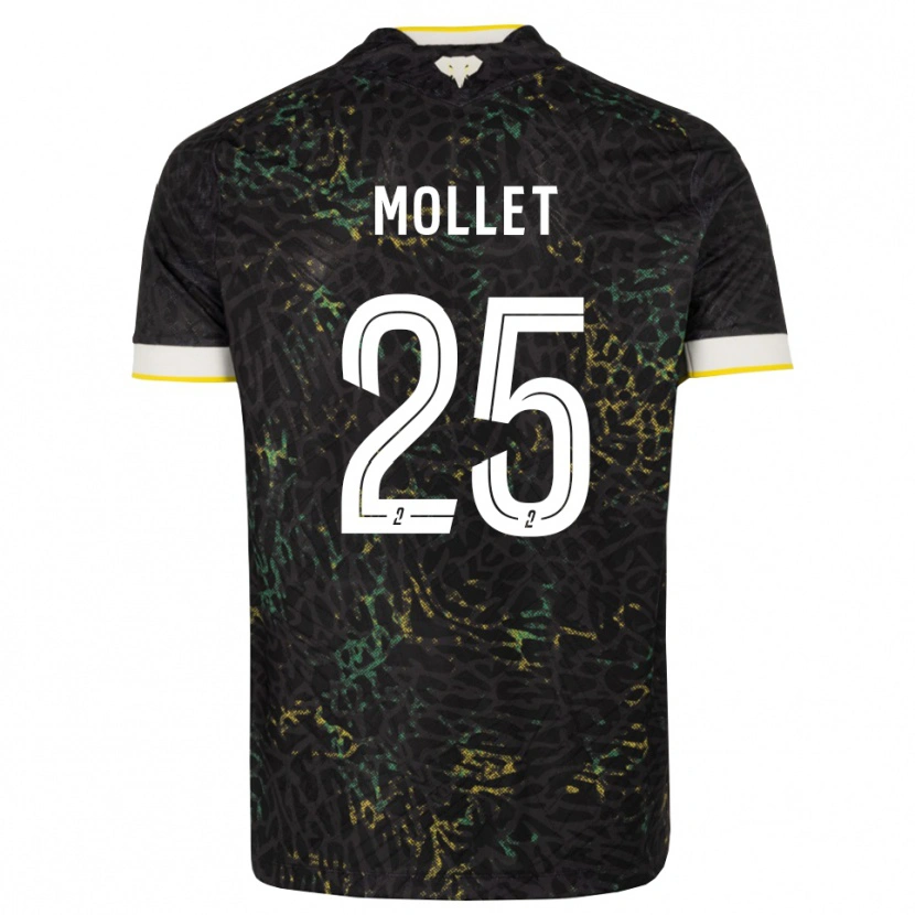 Danxen Mænd Florent Mollet #25 Sort Hvid Gul Udebane Spillertrøjer 2026/27 Trøje T-Shirt