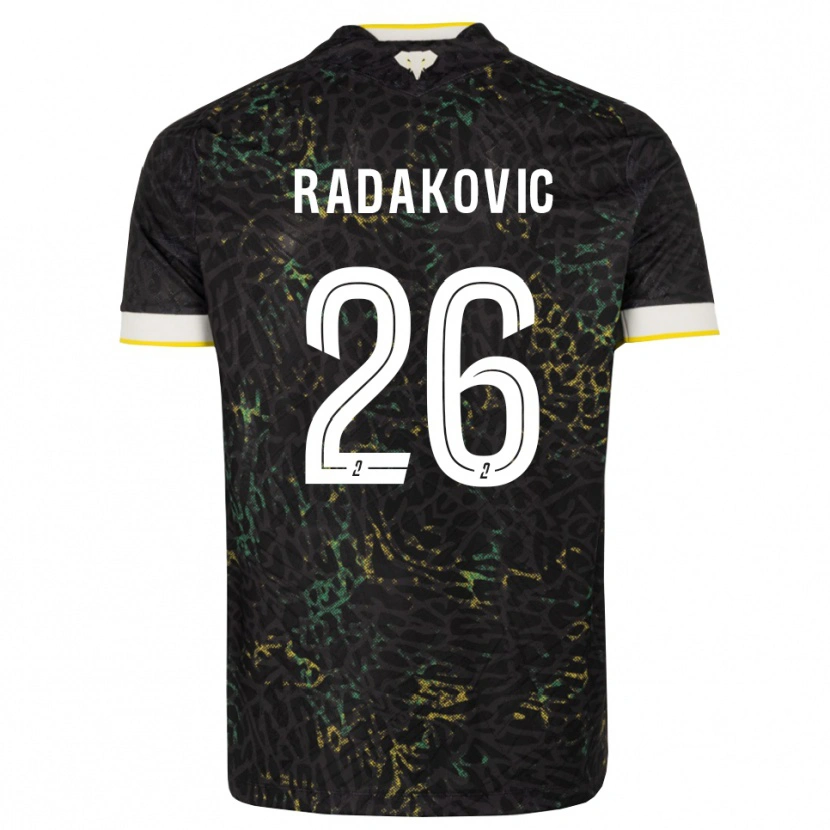 Danxen Mænd Uros Radakovic #26 Sort Hvid Gul Udebane Spillertrøjer 2026/27 Trøje T-Shirt