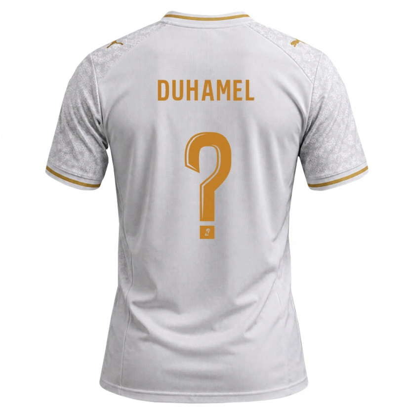 Danxen Mænd Lino Duhamel #0 Hvid Grå Gyldenrod Udebane Spillertrøjer 2026/27 Trøje T-Shirt