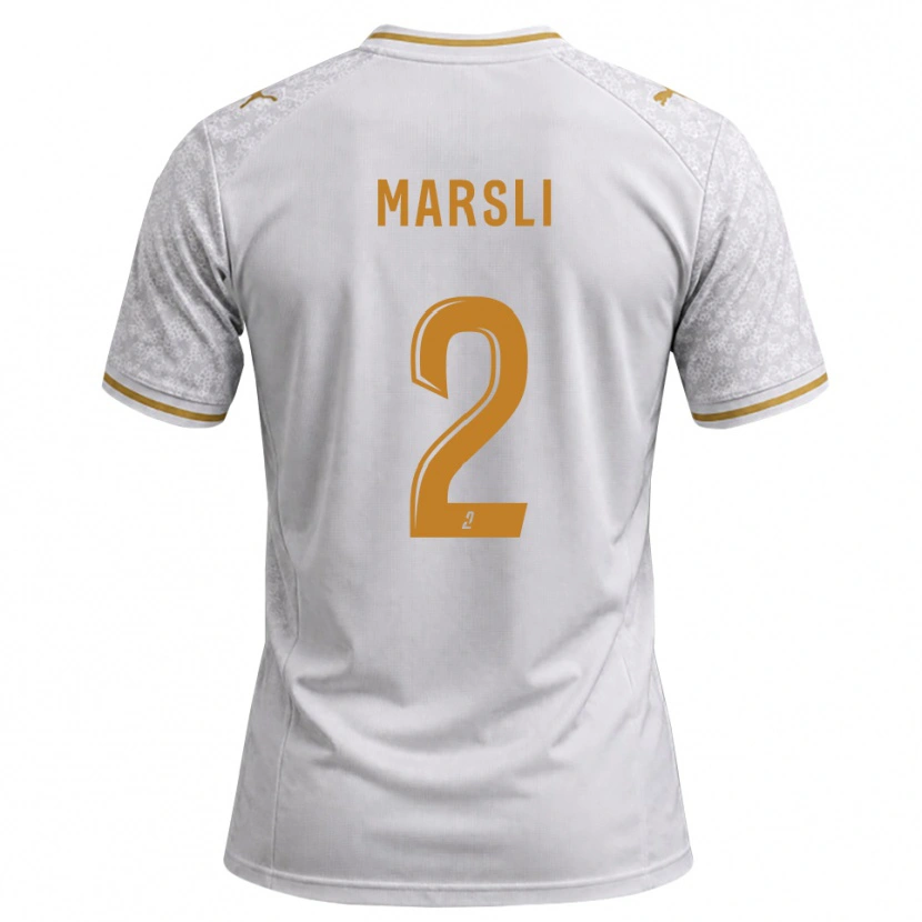 Danxen Mænd Adam Marsli #2 Hvid Grå Gyldenrod Udebane Spillertrøjer 2026/27 Trøje T-Shirt
