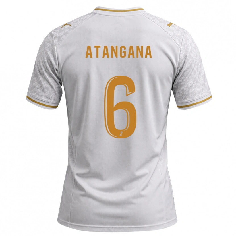 Danxen Mænd Valentin Atangana Edoa #6 Hvid Grå Gyldenrod Udebane Spillertrøjer 2026/27 Trøje T-Shirt
