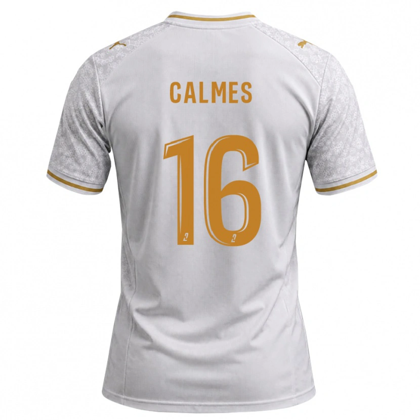 Danxen Mænd Alexandre Calmes #16 Hvid Grå Gyldenrod Udebane Spillertrøjer 2026/27 Trøje T-Shirt
