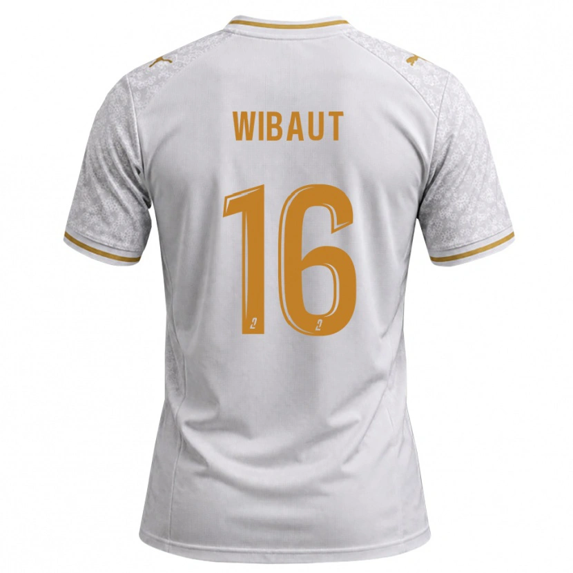 Danxen Mænd Clara Wibaut #16 Hvid Grå Gyldenrod Udebane Spillertrøjer 2026/27 Trøje T-Shirt