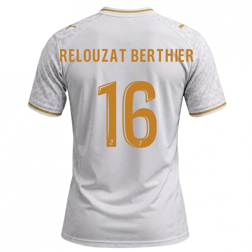 Danxen Mænd Maxime Relouzat Berthier #16 Hvid Grå Gyldenrod Udebane Spillertrøjer 2026/27 Trøje T-Shirt