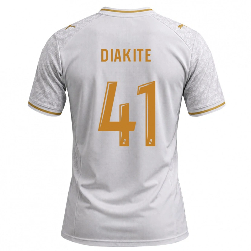 Danxen Mænd Ibrahim Diakité #41 Hvid Grå Gyldenrod Udebane Spillertrøjer 2026/27 Trøje T-Shirt