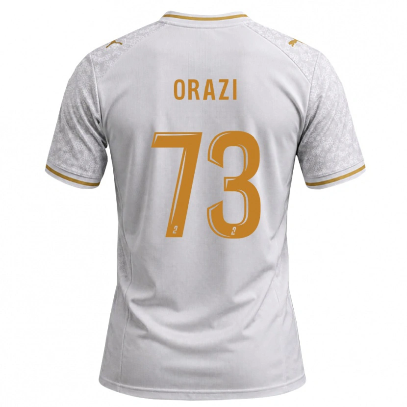 Danxen Mænd Ike Orazi #73 Hvid Grå Gyldenrod Udebane Spillertrøjer 2026/27 Trøje T-Shirt