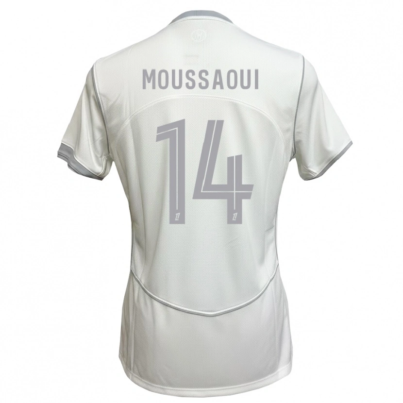 Danxen Mænd Amine Moussaoui #14 Hvid Grå Udebane Spillertrøjer 2026/27 Trøje T-Shirt