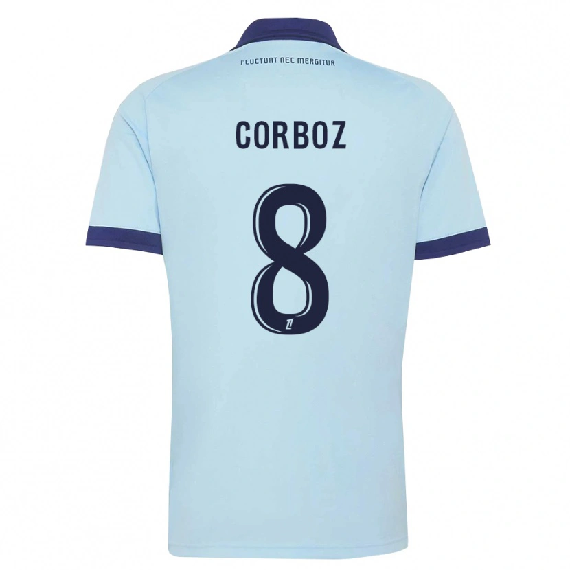 Danxen Mænd Daphné Corboz #8 Kornblomstblå Sort Udebane Spillertrøjer 2026/27 Trøje T-Shirt